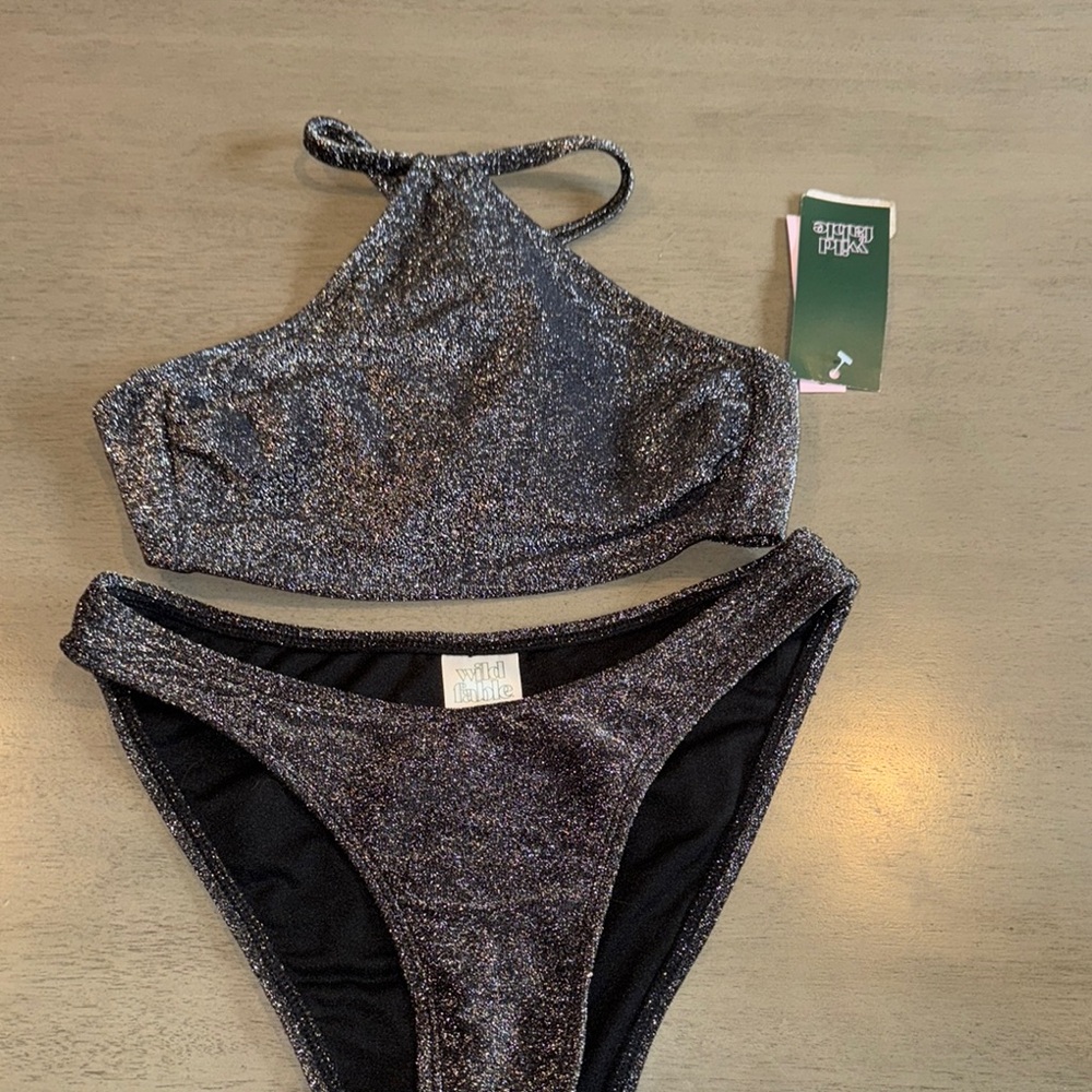 Xhilaration Black Bikini Set with Modern Minimalist Design